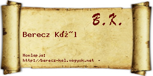 Berecz Kál névjegykártya